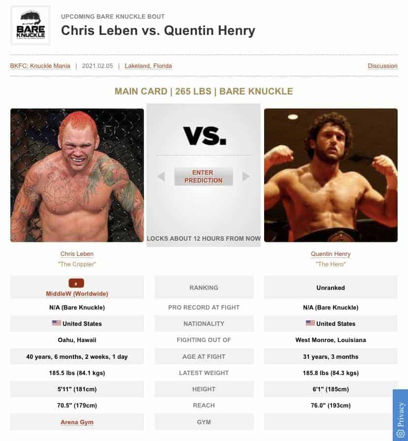 Chris Lebens vs Quentin Henry