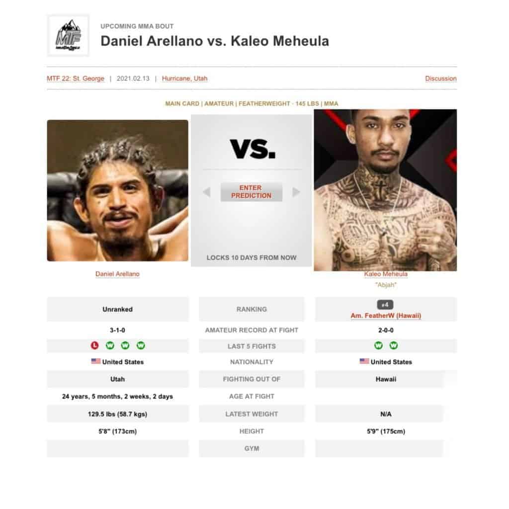 Kaleo Meheula vs Daniel Arellano