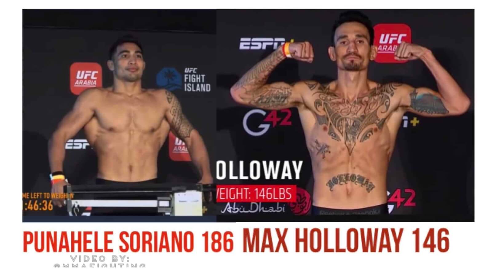 Hawaii MMA News: UFC Fight Night Max Holloway Punahele Soriano made weights