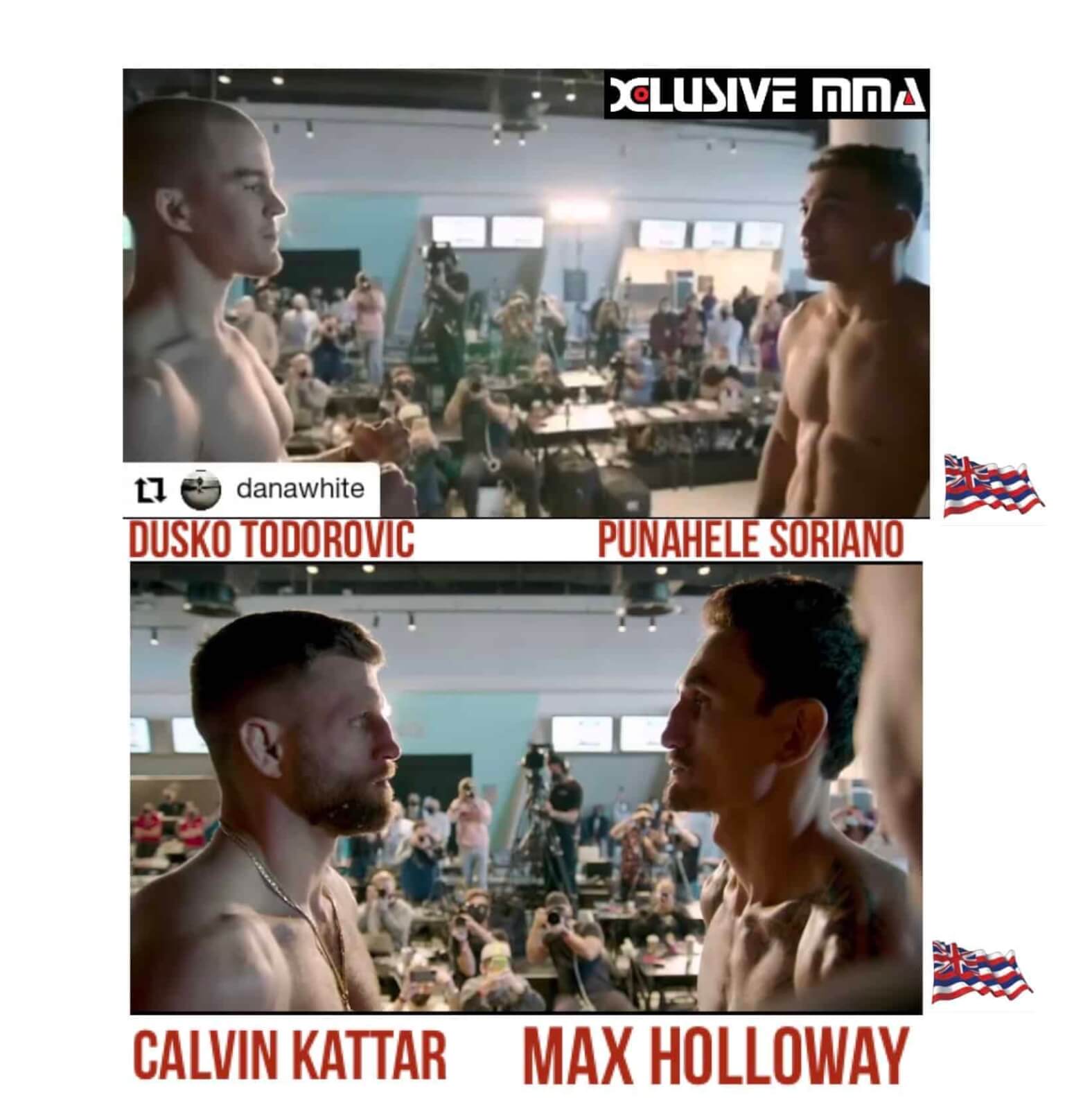 Hawaiian UFC Fighters Max Holloway and Punahele Soriano Face-offs their opponents
