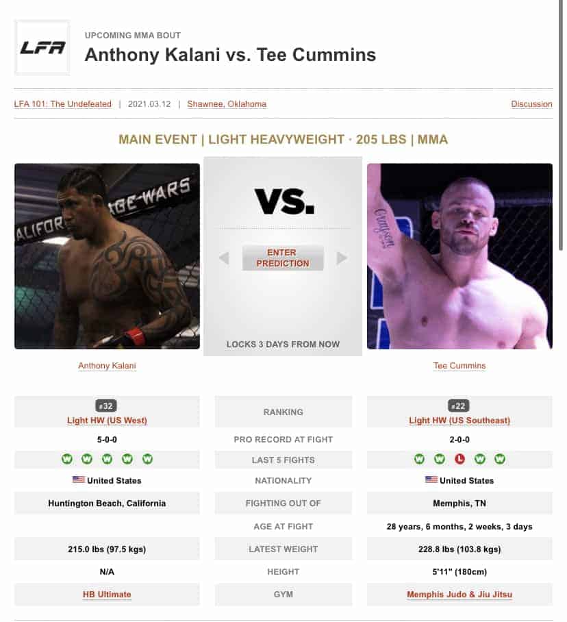 Waianae, born Anthony Kalani, is LFA 101 Main Event this coming Friday.