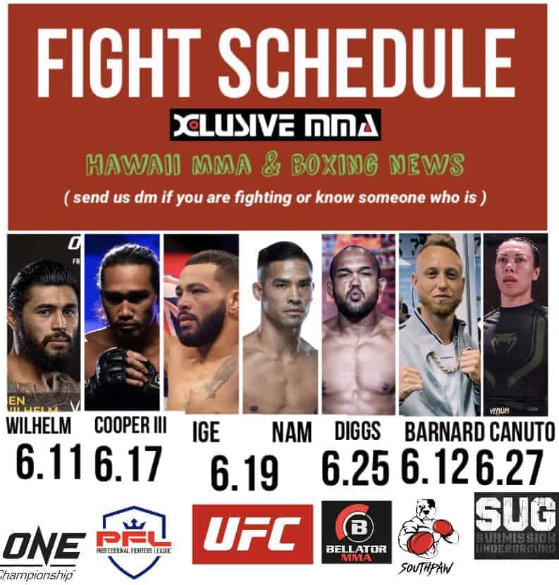 Hawaii MMA and Boxing Fight Schedule June 2021