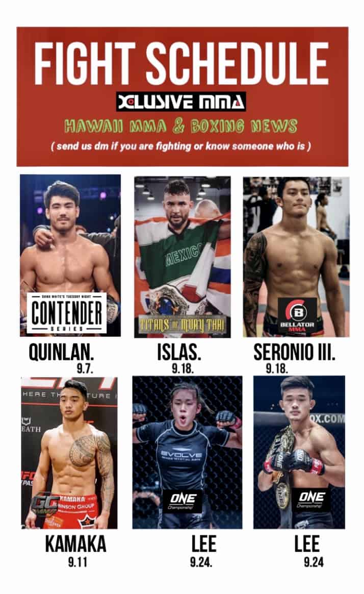 Hawaii Fighter Fight Schedule for September 2021