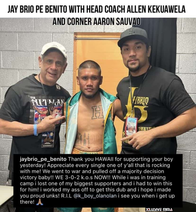 Jay Brio Pe Benito with coach Allen Kekuawela