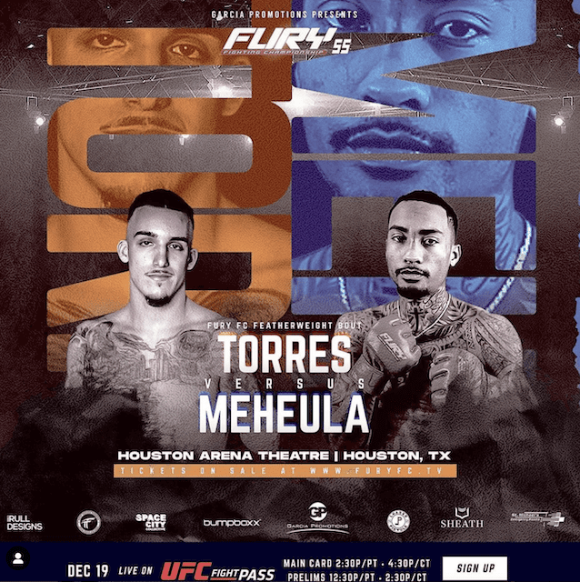Kaleo Meheula vs Torres on Dec 19 at Fury 55