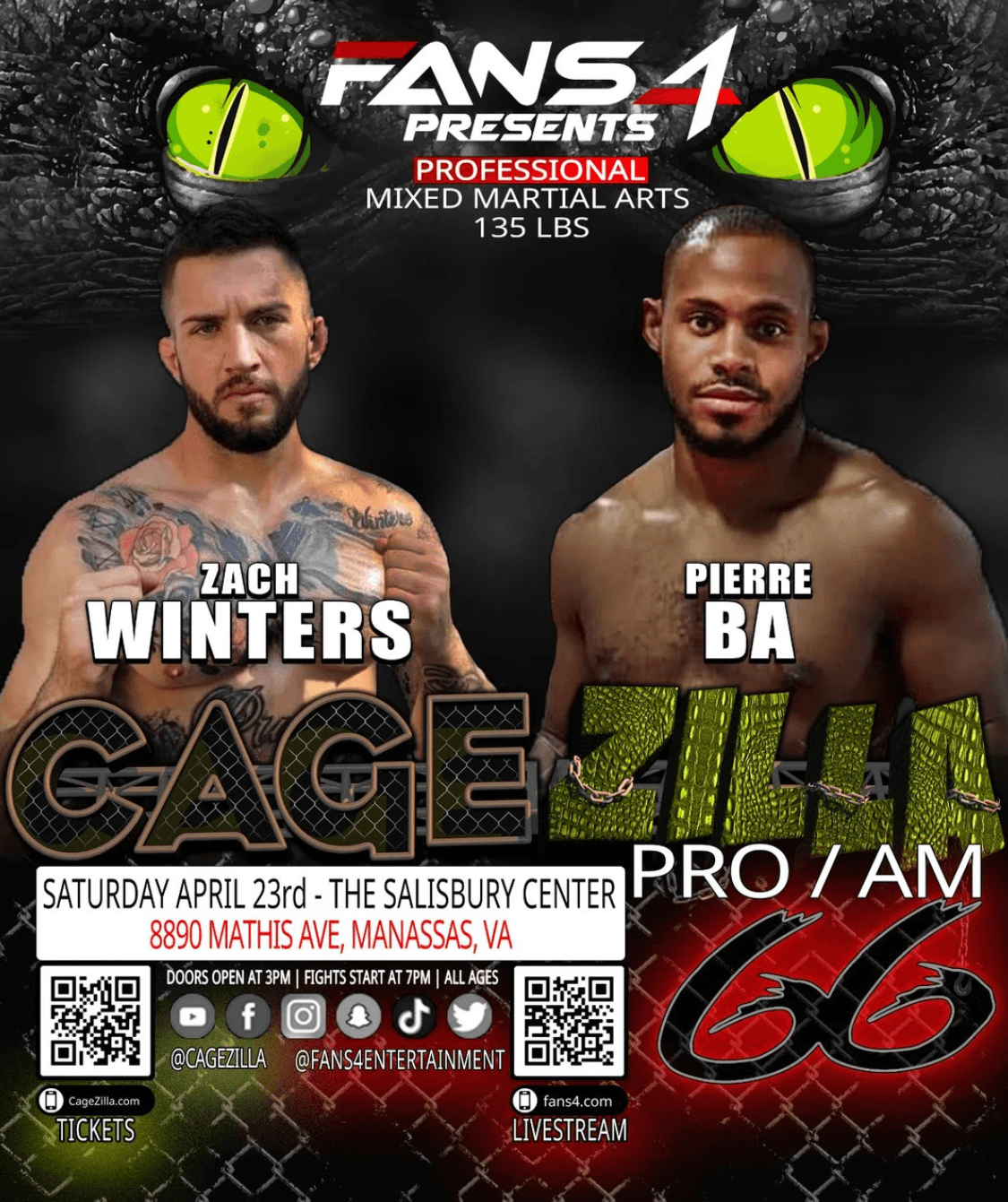 zach Winters vs Pierre Ba at Cagezilla 66