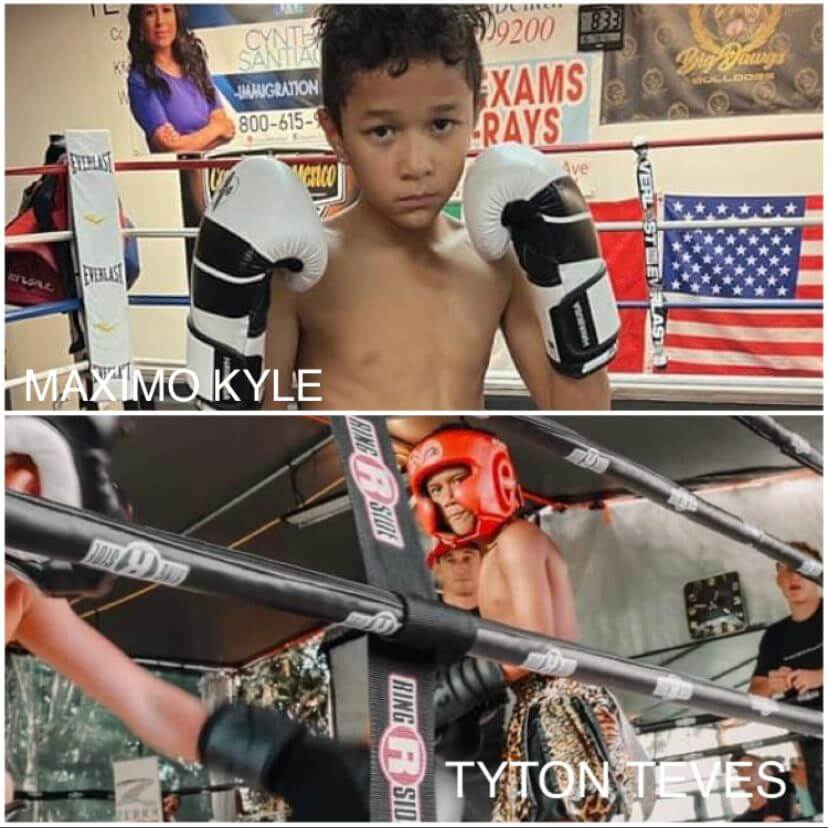 Upper Photo: Maximo Kyle (son of Former UFC fighter Mike Kyle) vs. Tyton Teves (son of 2x X1 Champion Tim Teves)