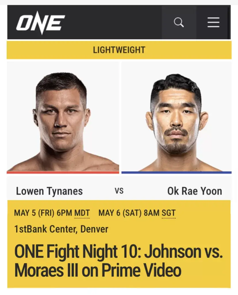 Ok Rae Yoon vs. Lowen Tynanes
